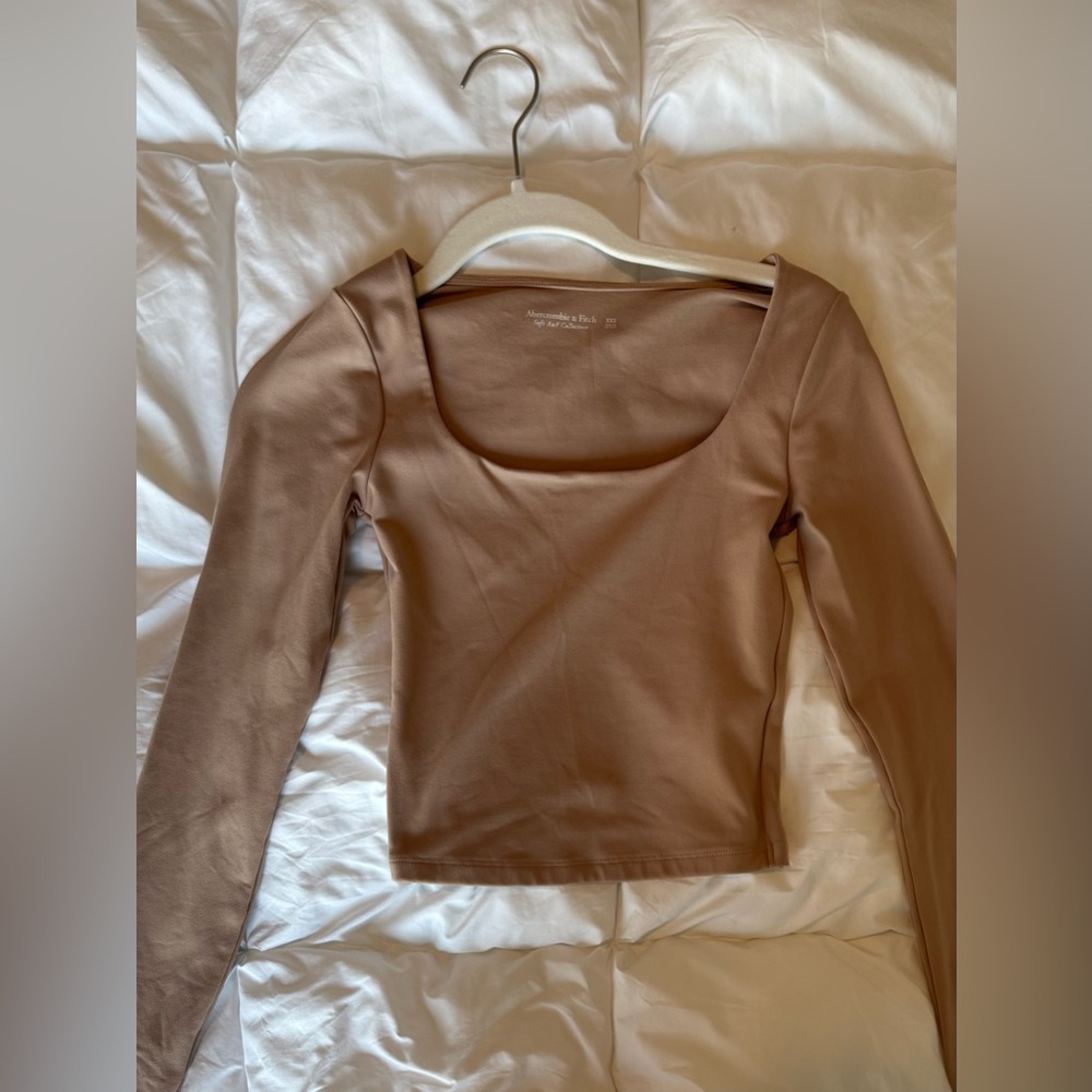 ABERCROMBIE & FITCH Tan Long Sleeve Bodysuit